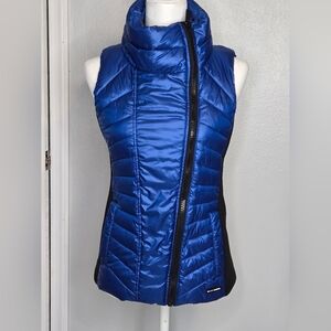 DKNY Sport Asymmetrical Zip Puffer Vest - Cobalt Blue - Size XS